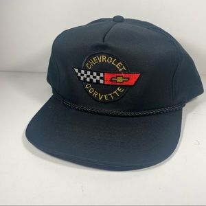 Vintage Black Chevrolet Corvette Rope Snapback Hat Cap